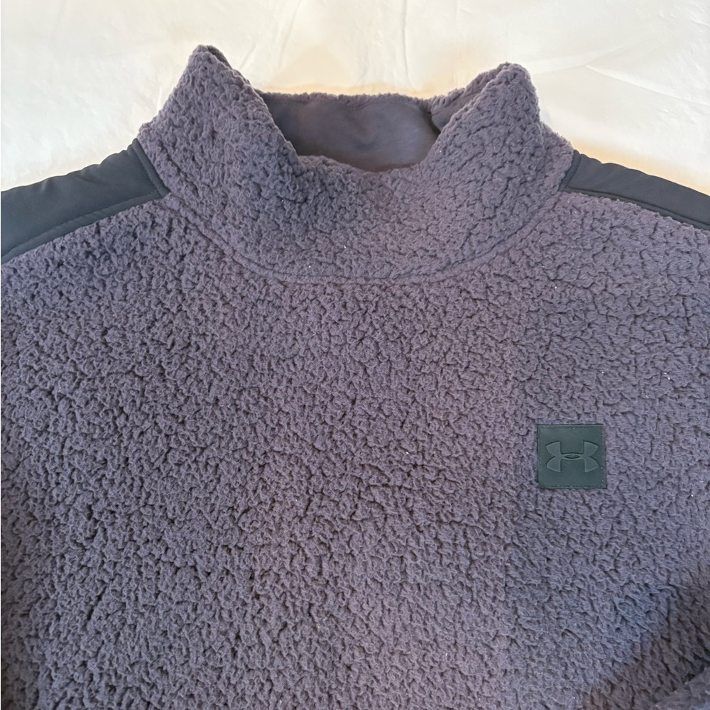 Women’s Under Armour Sherpa Fleece Mock Neck Gray Sweater Size M - Picture 3 of 6